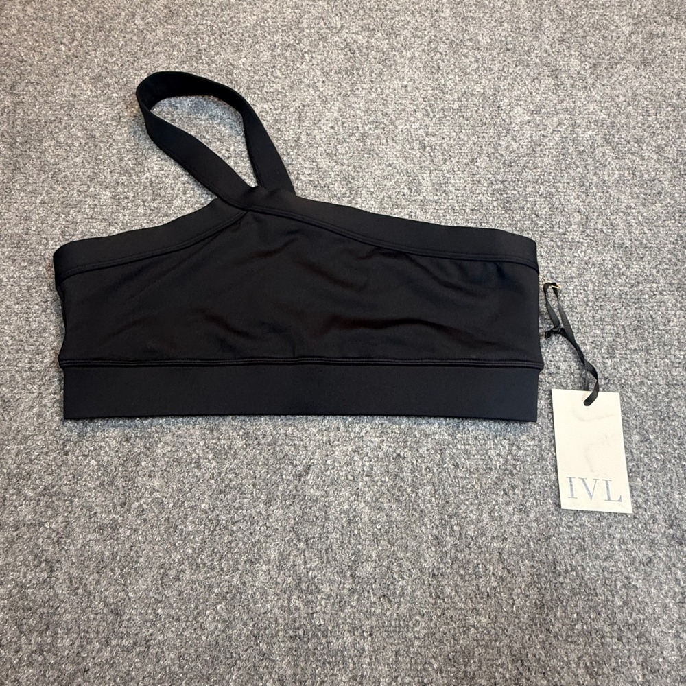 IVL Collective One Shoulder Sports Bra Jet Black IVLC520-02 Solid Activewear 10